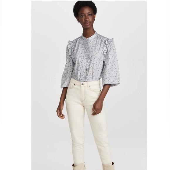 Something Navy floral ruffle blouse - Picture 3 of 7